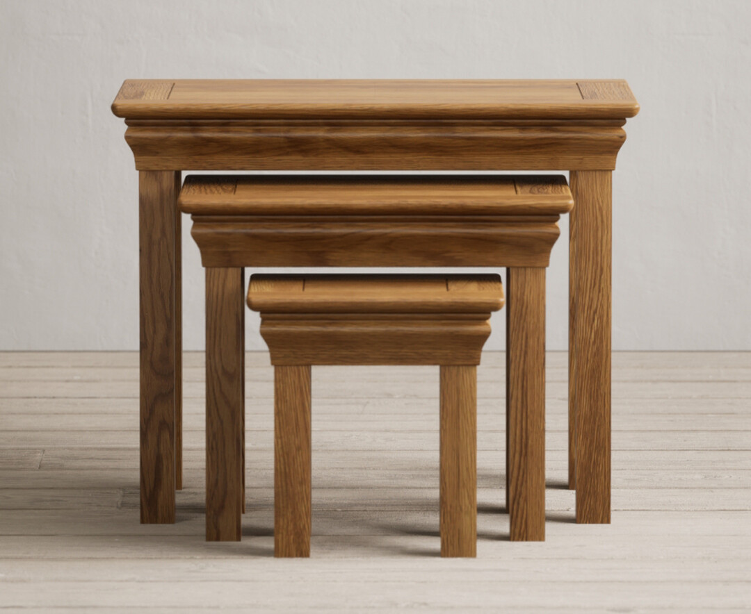 Product photograph of Burford Rustic Solid Oak Nest Of Tables from Oak Furniture Superstore