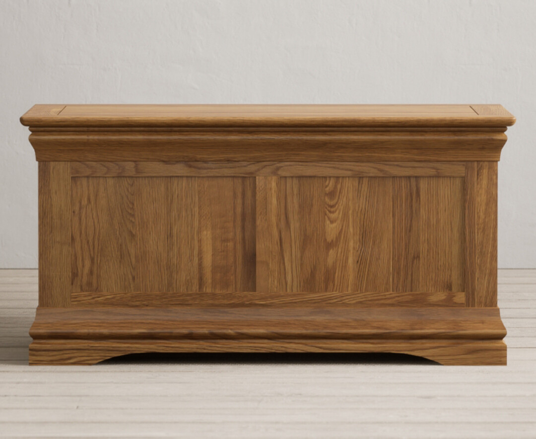 Product photograph of Burford Rustic Solid Oak Blanket Box from Oak Furniture Superstore