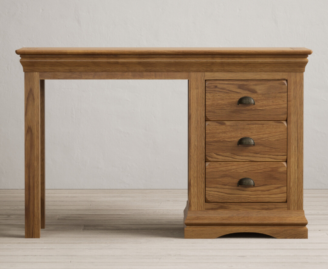 Product photograph of Burford Rustic Solid Oak Dressing Table from Oak Furniture Superstore