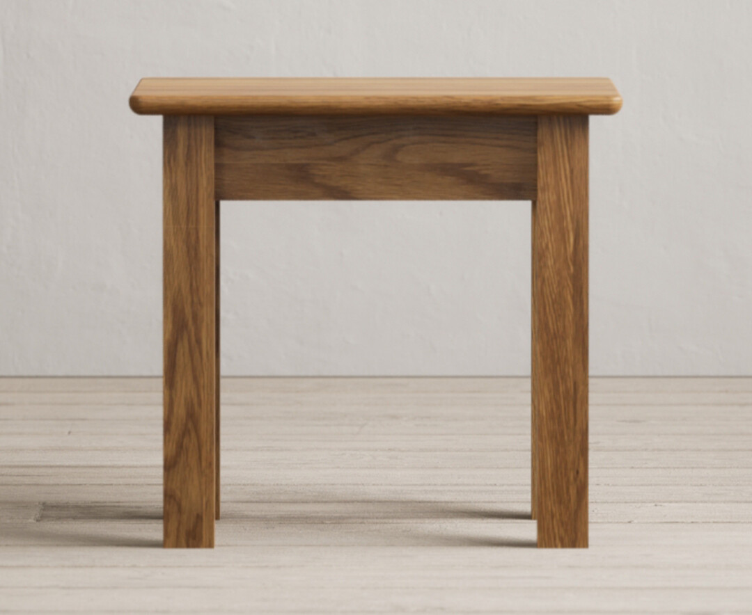 Product photograph of Burford Rustic Solid Oak Dressing Table Stool from Oak Furniture Superstore