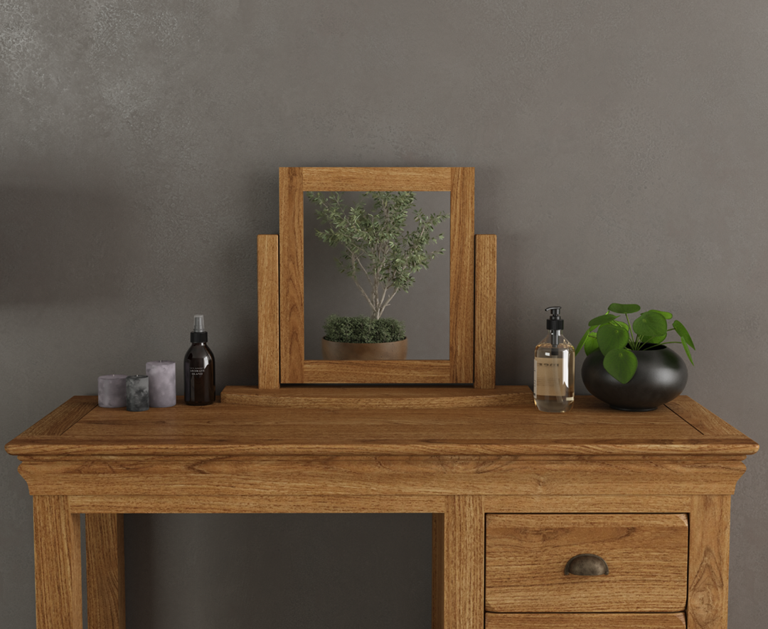 Product photograph of Burford Rustic Solid Oak Dressing Table Mirror from Oak Furniture Superstore