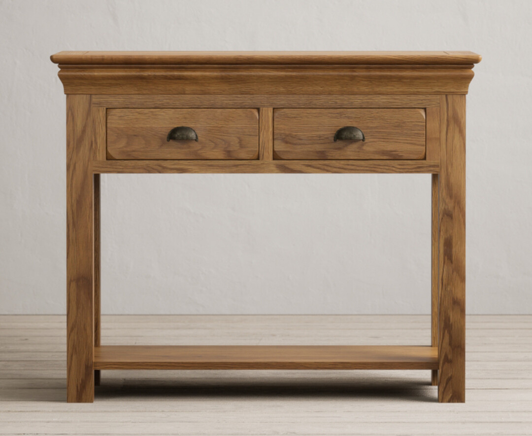 Product photograph of Burford Rustic Solid Oak Console Table from Oak Furniture Superstore