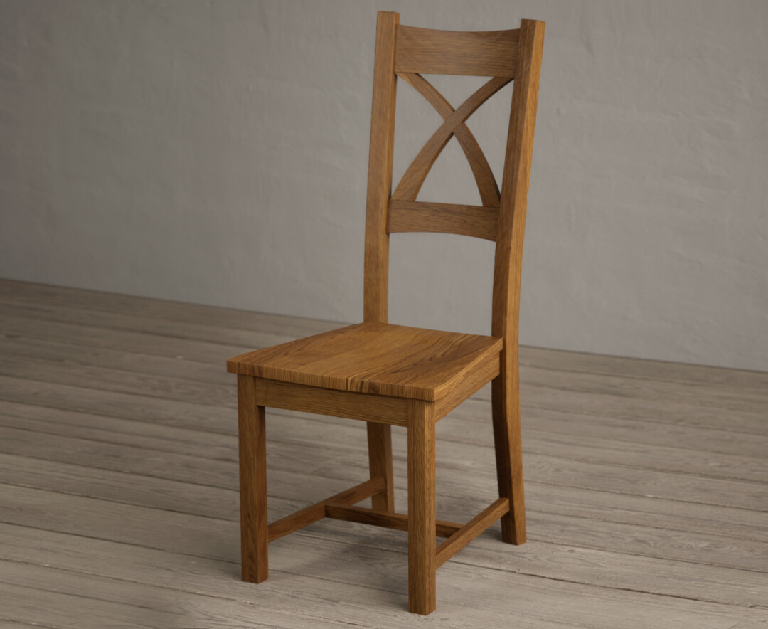 Photo 1 of Rustic solid oak x back dining chairs with rustic oak seat pad