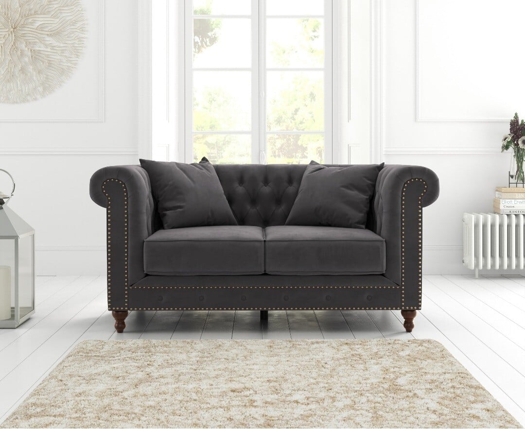 Product photograph of Westminster Chesterfield Dark Grey Velvet 2 Seater Sofa from Oak Furniture Superstore