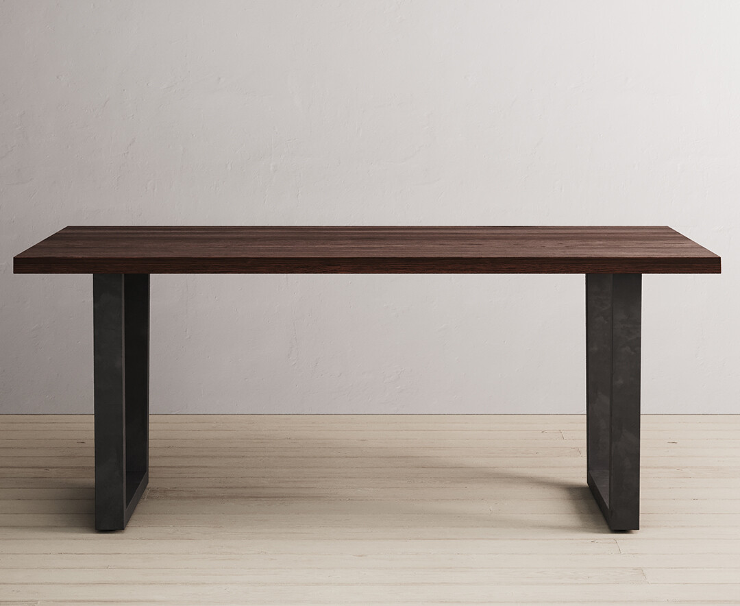 Product photograph of Dakota 190cm Dark Acacia And Metal Dining Table from Oak Furniture Superstore