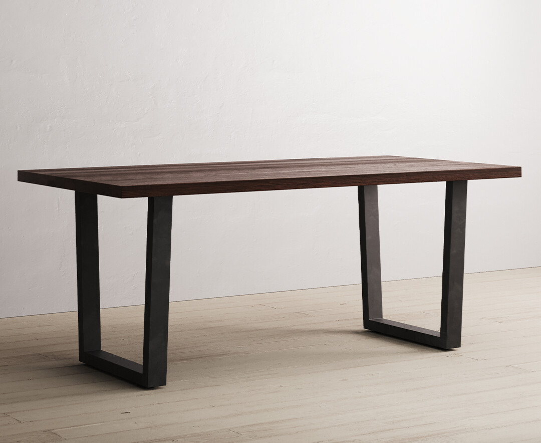 Product photograph of Dakota 190cm Dark Acacia And Metal Dining Table from Oak Furniture Superstore