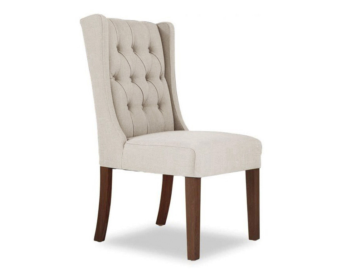 Photo 1 of Darcy natural fabric dark oak leg dining chairs