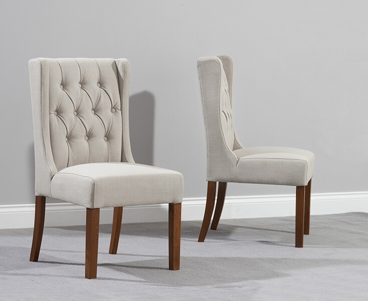 Product photograph of Darcy Natural Fabric Dark Oak Leg Dining Chairs from Oak Furniture Superstore