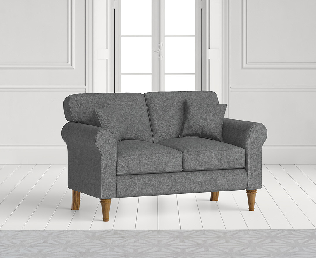 Product photograph of Darwin Charcoal Grey Fabric Two Seater Sofa from Oak Furniture Superstore.