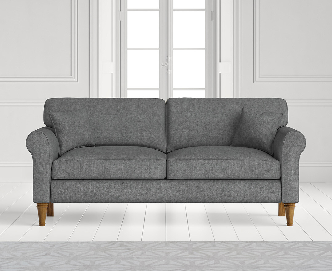 Product photograph of Darwin Charcoal Grey Fabric Three Seater Sofa from Oak Furniture Superstore