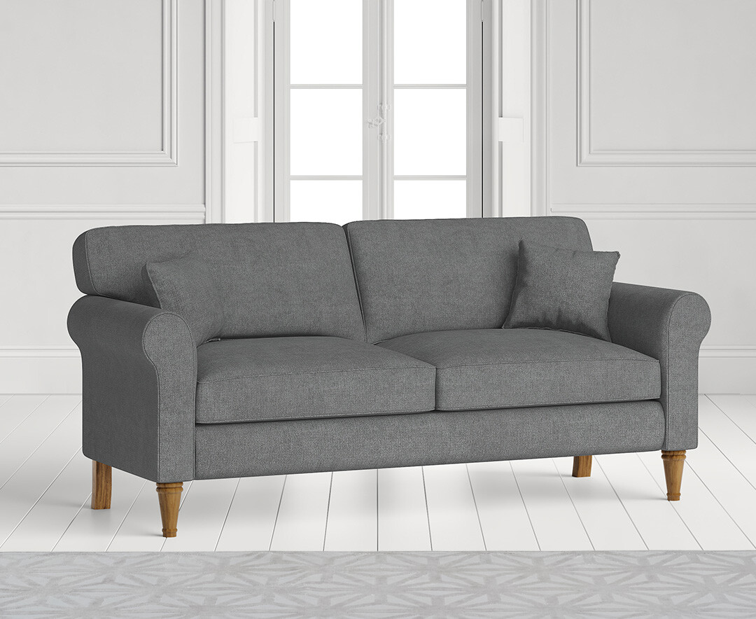 Product photograph of Darwin Charcoal Grey Fabric Three Seater Sofa from Oak Furniture Superstore.