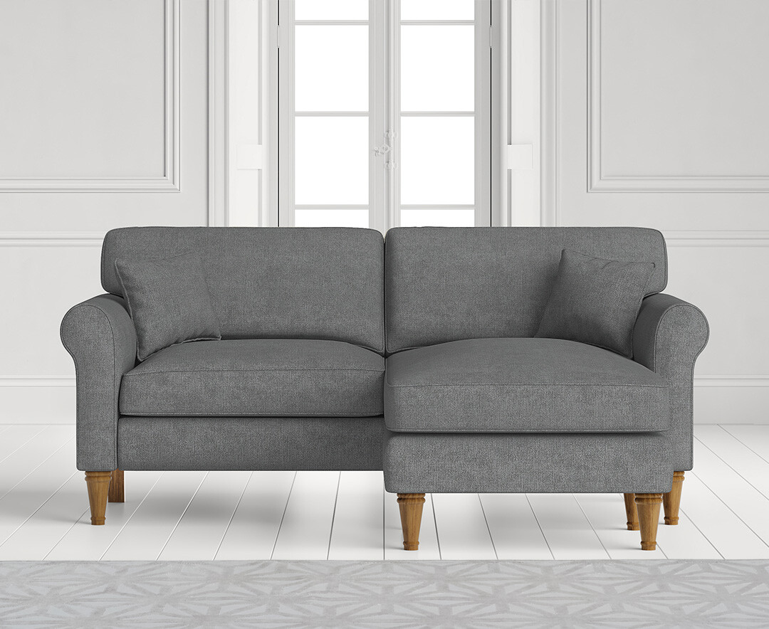 Product photograph of Darwin Charcoal Grey Fabric Right Hand Facing Chaise Corner Sofa from Oak Furniture Superstore