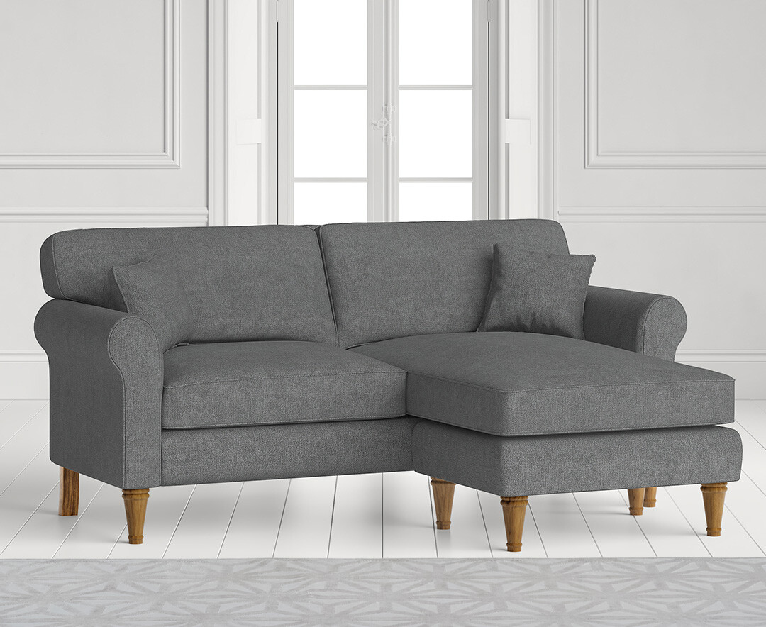 Product photograph of Darwin Charcoal Grey Fabric Right Hand Facing Chaise Corner Sofa from Oak Furniture Superstore