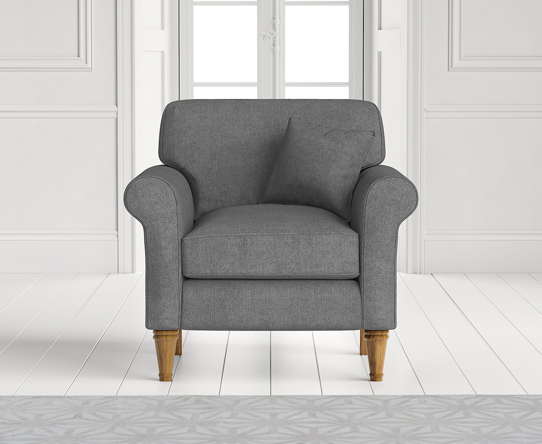 Product photograph of Darwin Charcoal Grey Fabric Armchair from Oak Furniture Superstore
