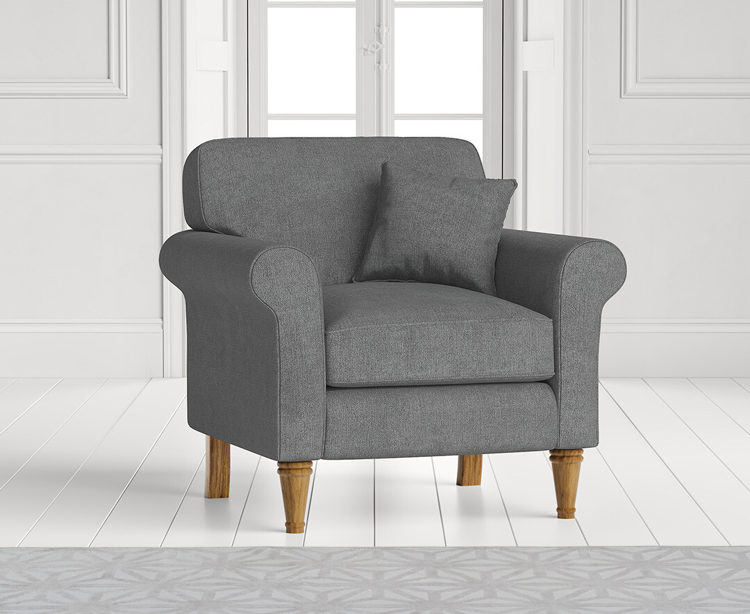 Product photograph of Darwin Charcoal Grey Fabric Armchair from Oak Furniture Superstore.