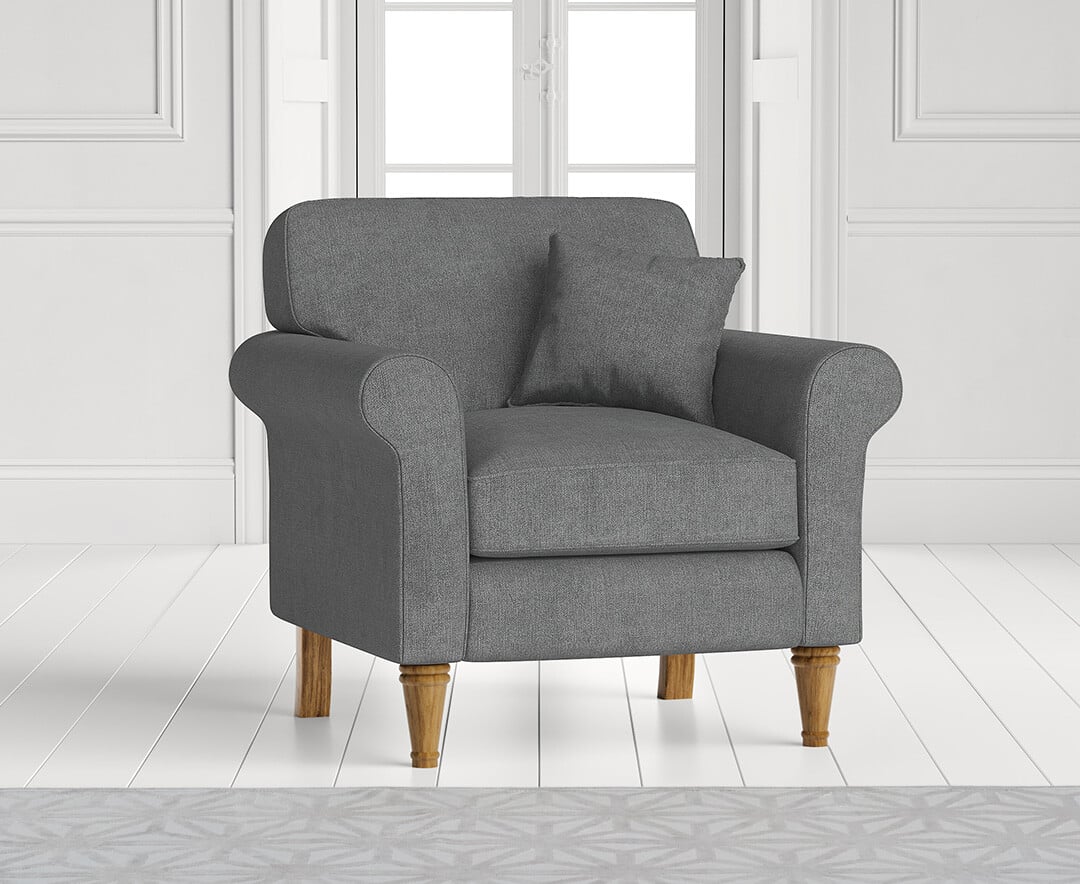 Product photograph of Darwin Charcoal Grey Fabric Armchair from Oak Furniture Superstore