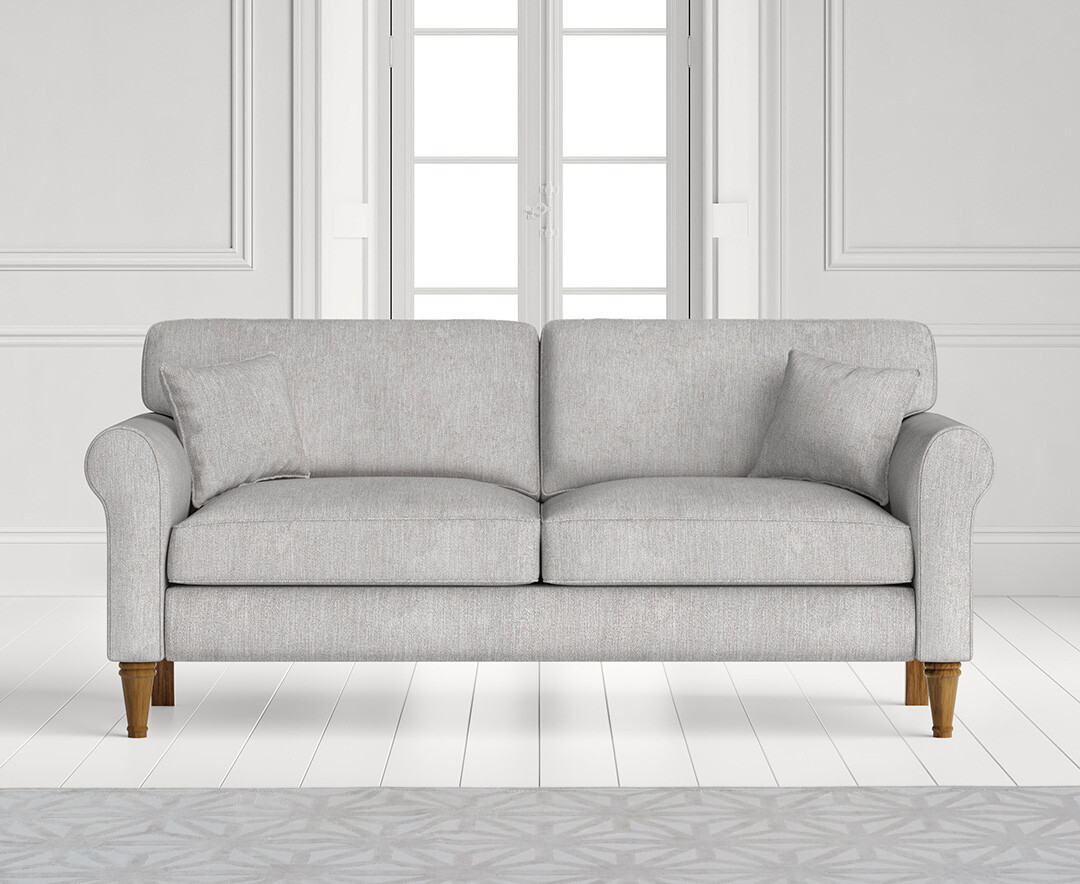 Product photograph of Darwin Light Grey Fabric Three Seater Sofa from Oak Furniture Superstore