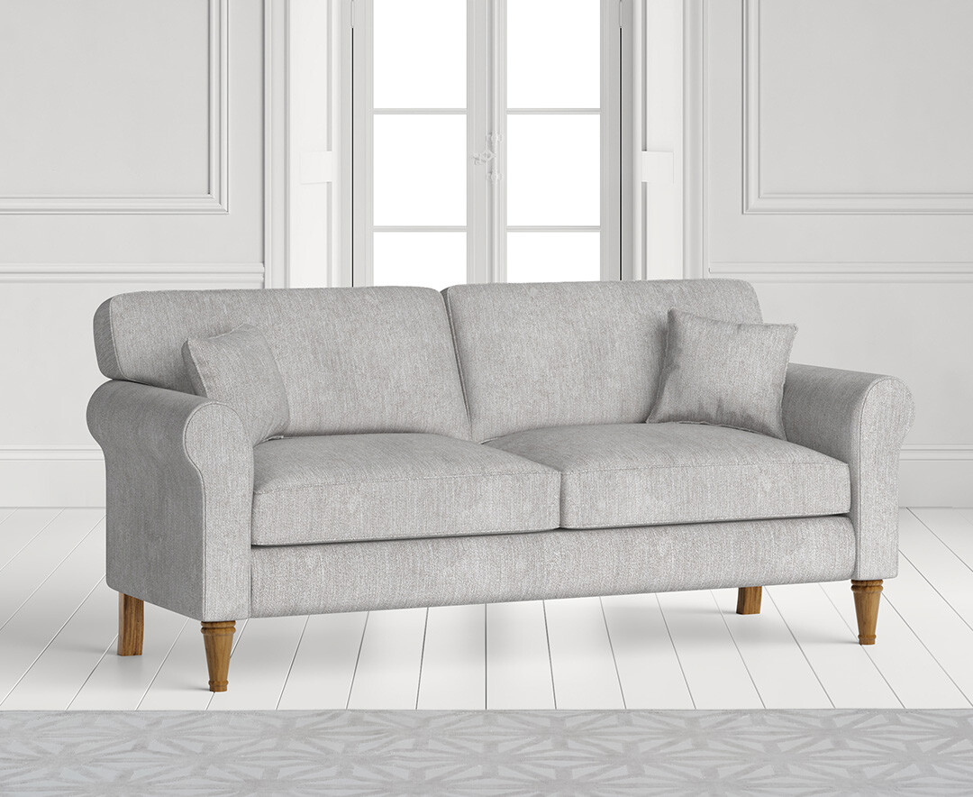 Product photograph of Darwin Light Grey Fabric Three Seater Sofa from Oak Furniture Superstore.