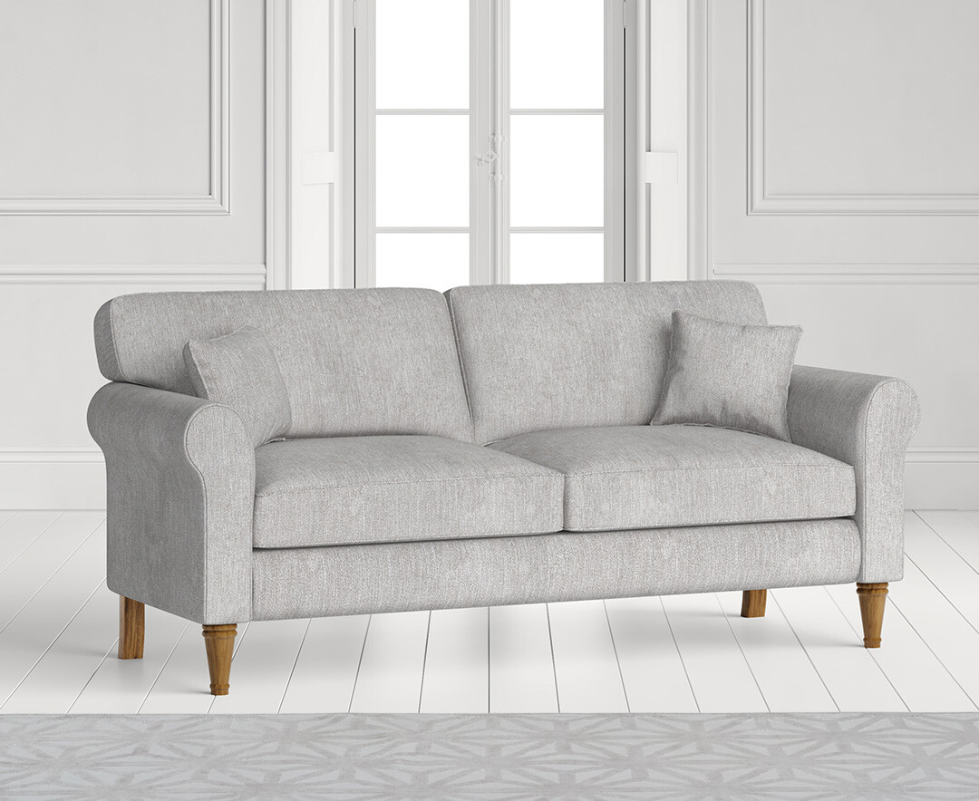 Product photograph of Darwin Light Grey Fabric Three Seater Sofa from Oak Furniture Superstore
