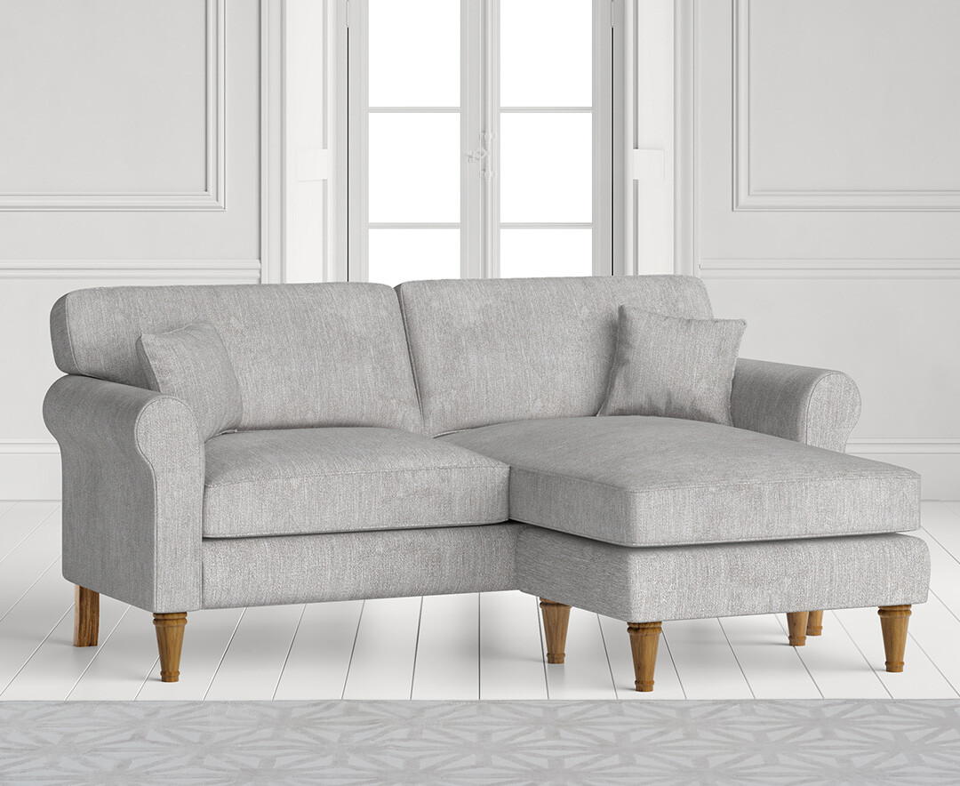 Product photograph of Darwin Light Grey Fabric Right Hand Facing Chaise Corner Sofa from Oak Furniture Superstore