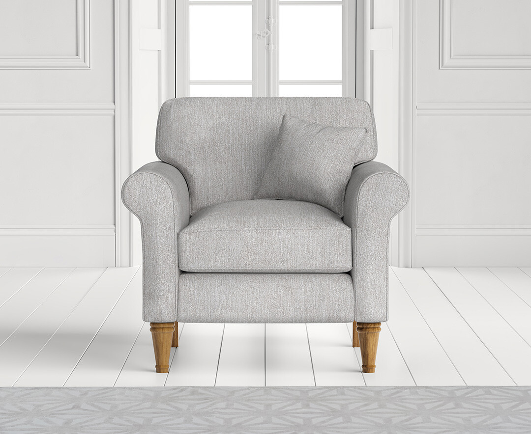 Product photograph of Darwin Light Grey Fabric Armchair from Oak Furniture Superstore