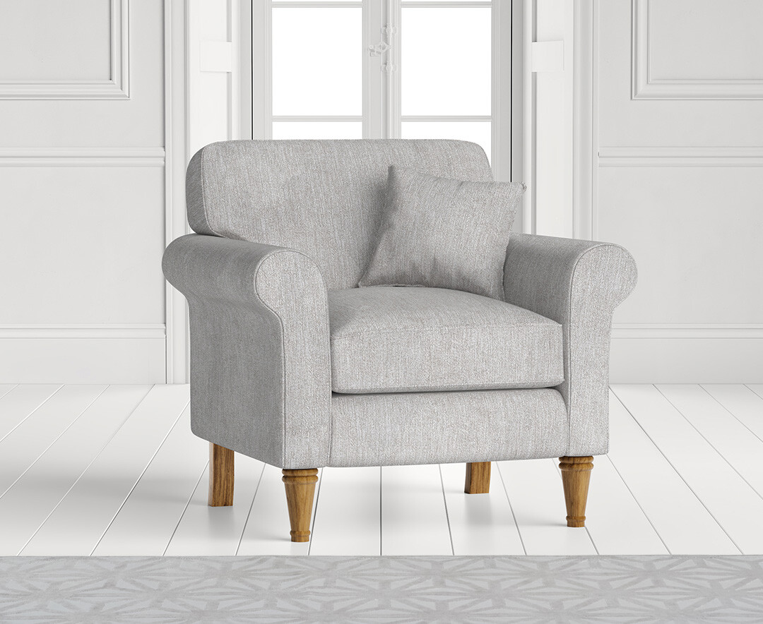 Product photograph of Darwin Light Grey Fabric Armchair from Oak Furniture Superstore