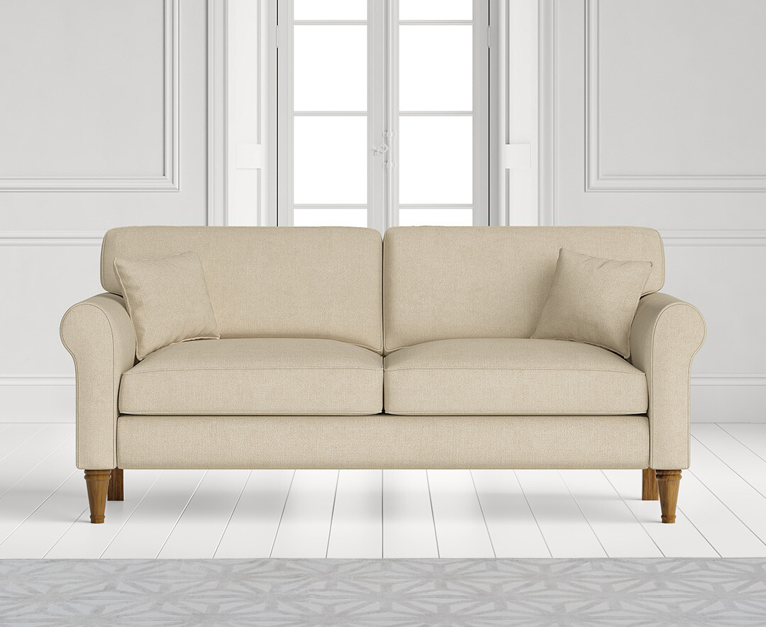 Product photograph of Darwin Cream Fabric Three Seater Sofa from Oak Furniture Superstore