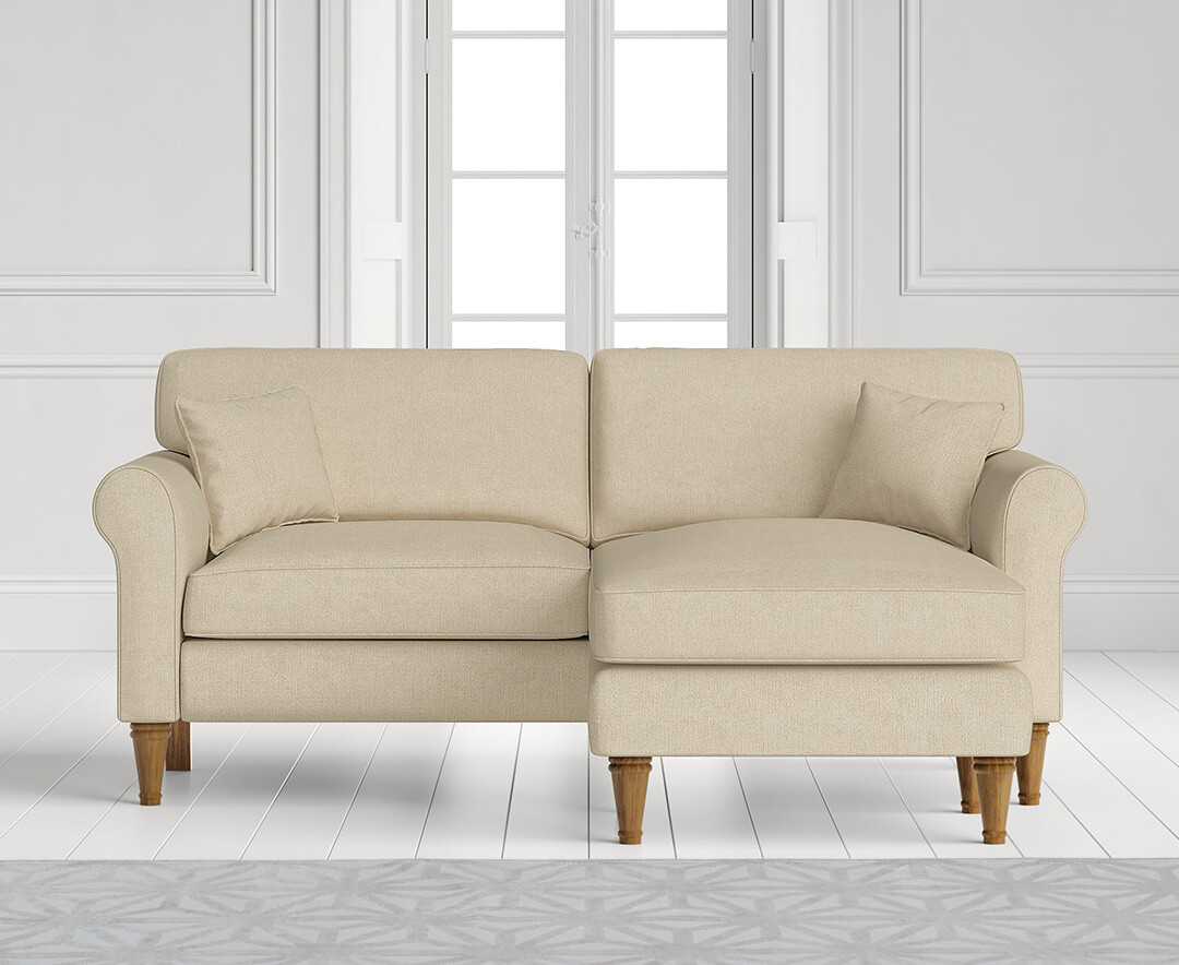 Product photograph of Darwin Cream Fabric Right Hand Facing Chaise Corner Sofa from Oak Furniture Superstore