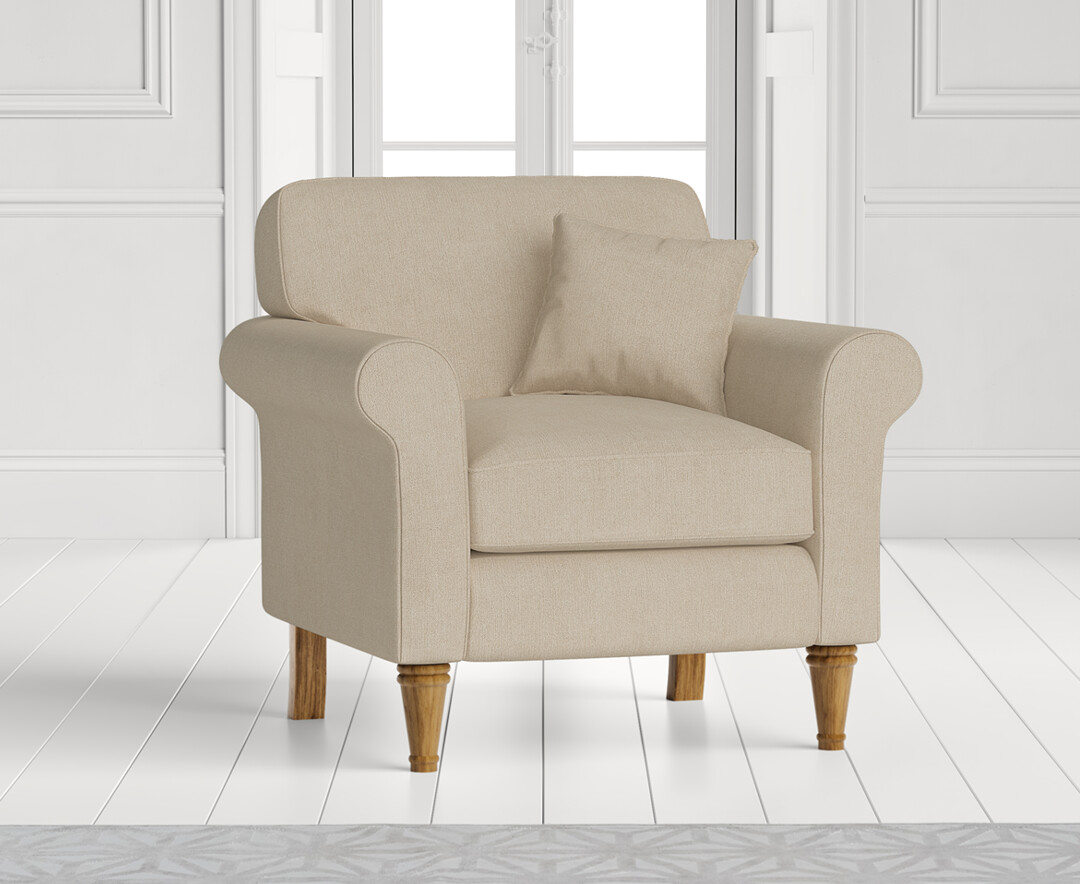 Product photograph of Darwin Natural Fabric Armchair from Oak Furniture Superstore