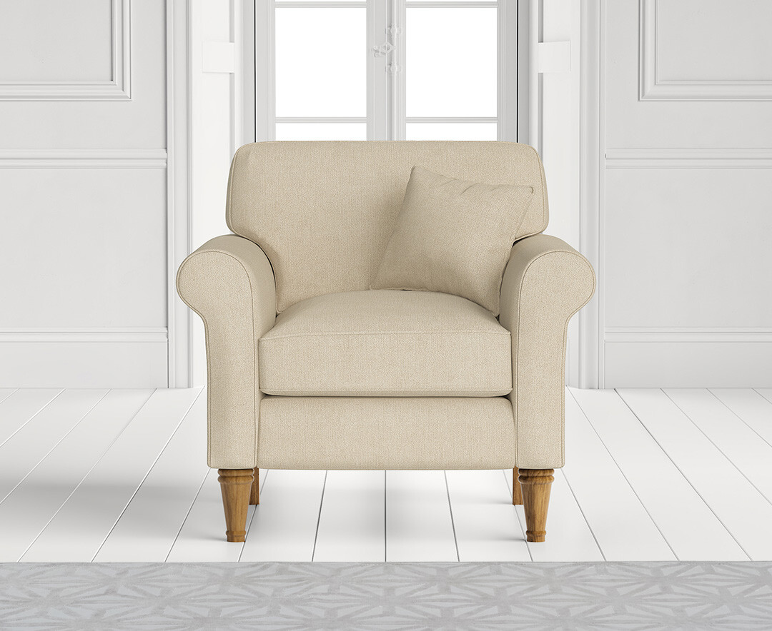 Product photograph of Darwin Cream Fabric Armchair from Oak Furniture Superstore
