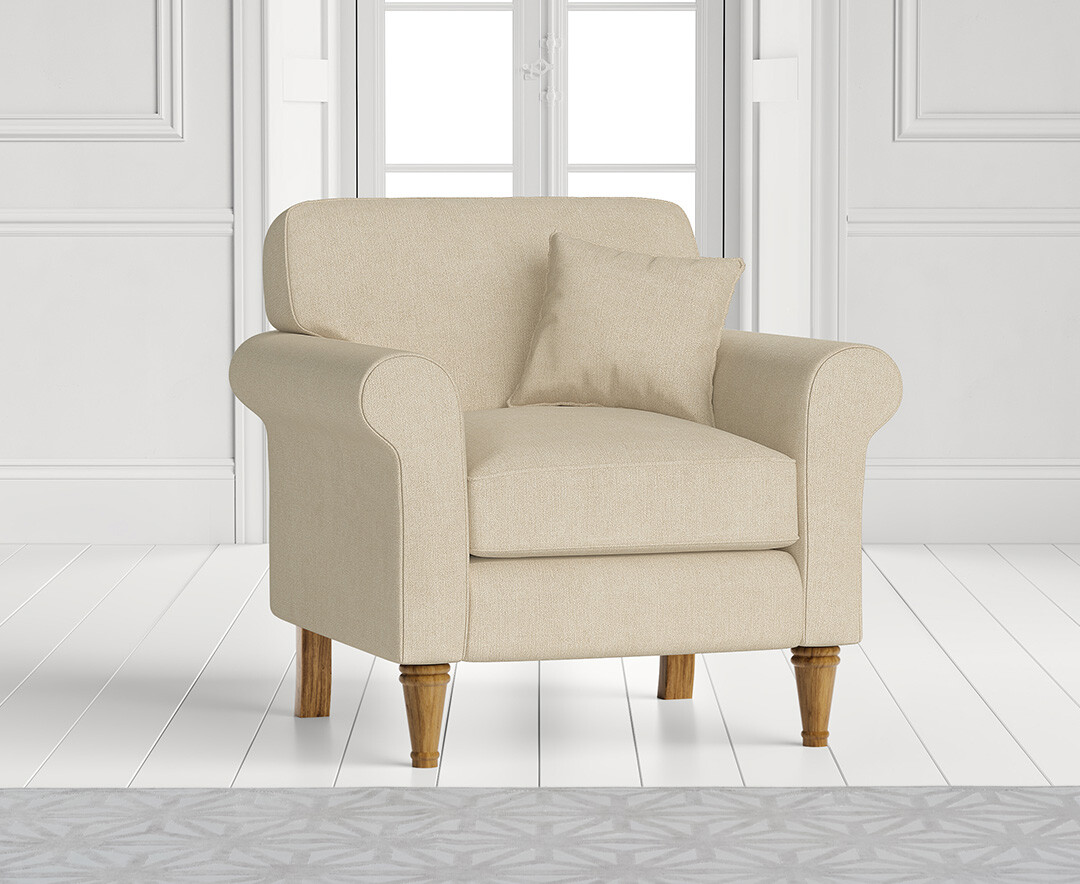 Product photograph of Darwin Cream Fabric Armchair from Oak Furniture Superstore.