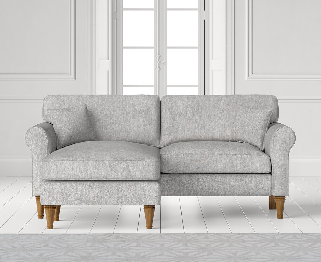 Product photograph of Darwin Light Grey Fabric Left Hand Facing Chaise Corner Sofa from Oak Furniture Superstore