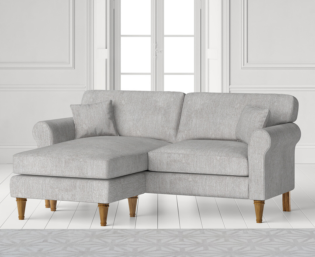 Product photograph of Darwin Light Grey Fabric Left Hand Facing Chaise Corner Sofa from Oak Furniture Superstore