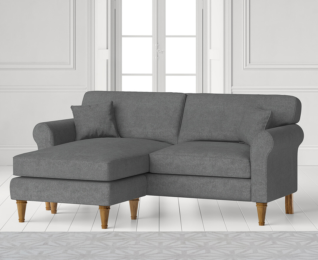 Product photograph of Darwin Charcoal Grey Fabric Left Hand Facing Chaise Corner Sofa from Oak Furniture Superstore