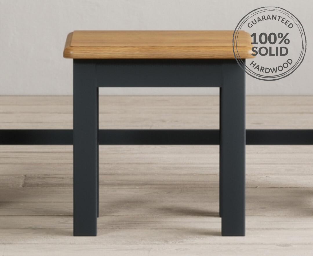 Product photograph of Delphine Oak And Blue Painted Dressing Stool from Oak Furniture Superstore