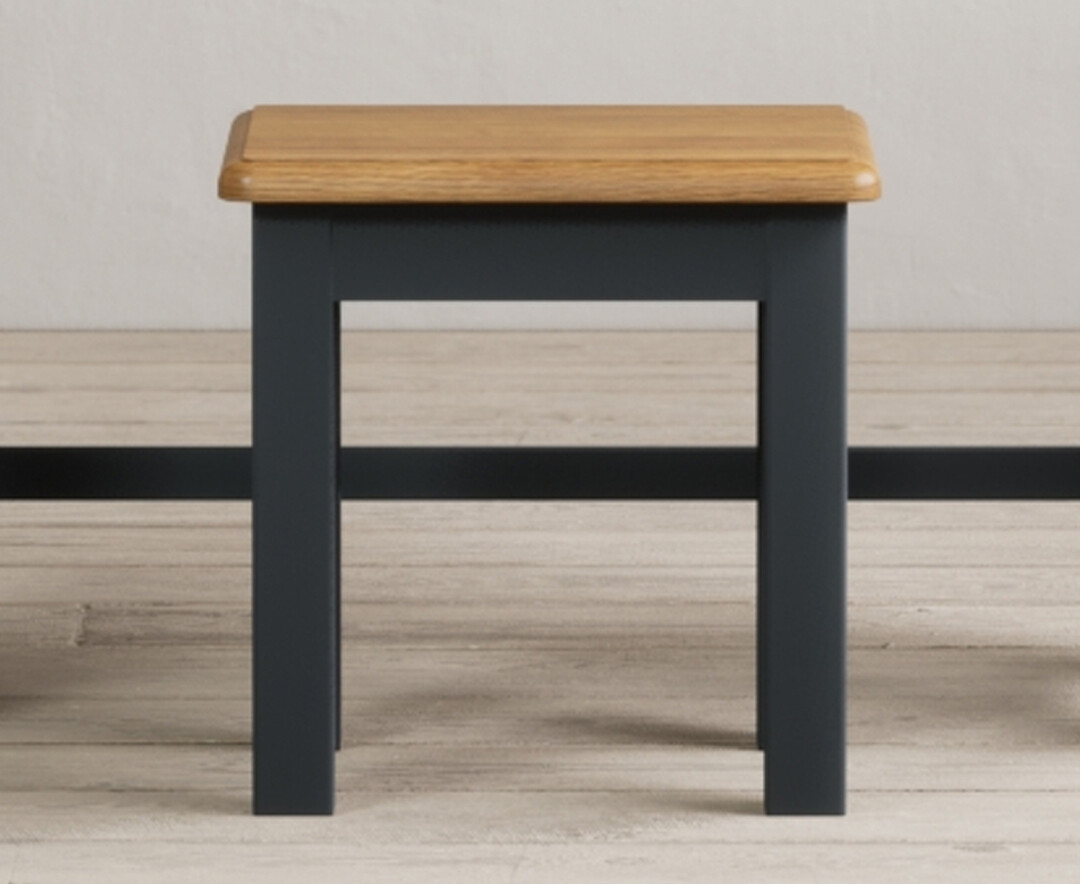 Product photograph of Delphine Oak And Blue Painted Dressing Stool from Oak Furniture Superstore