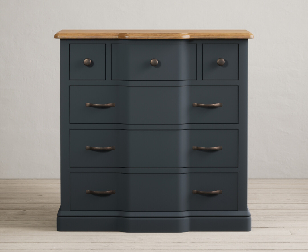 Product photograph of Delphine Oak And Blue Painted 3 Over 3 Chest Of Drawers from Oak Furniture Superstore