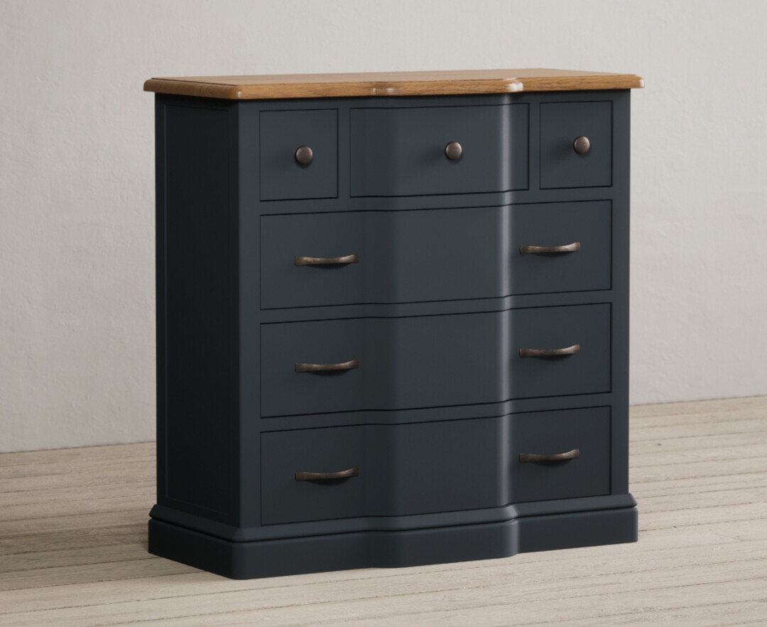 Photo 1 of Delphine oak and blue painted 3 over 3 chest of drawers
