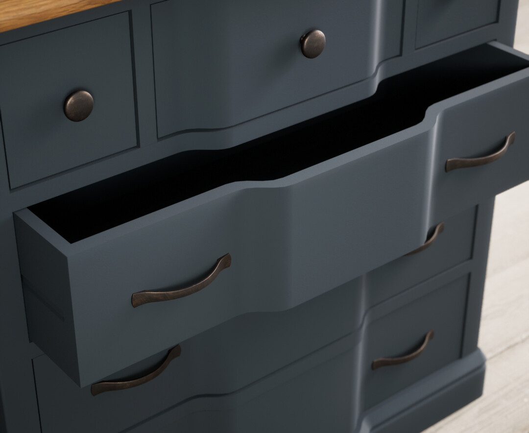 Photo 2 of Delphine oak and blue painted 3 over 3 chest of drawers