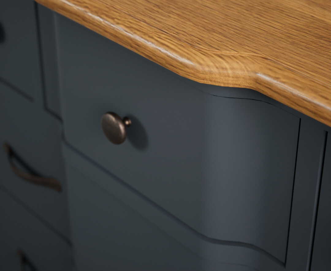 Photo 4 of Delphine oak and blue painted 3 over 3 chest of drawers