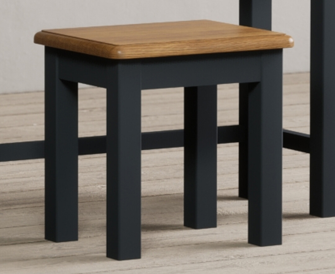Product photograph of Delphine Oak And Blue Painted Dressing Stool from Oak Furniture Superstore.