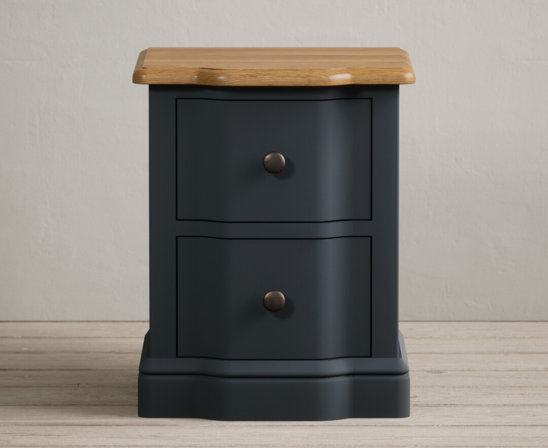 Product photograph of Delphine Oak And Blue Painted 2 Drawer Bedside from Oak Furniture Superstore