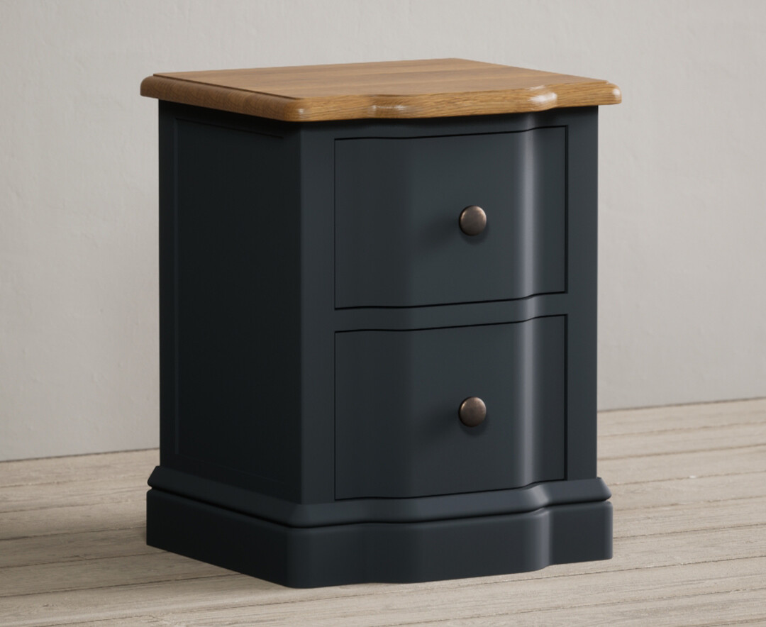 Photo 1 of Delphine oak and blue painted 2 drawer bedside
