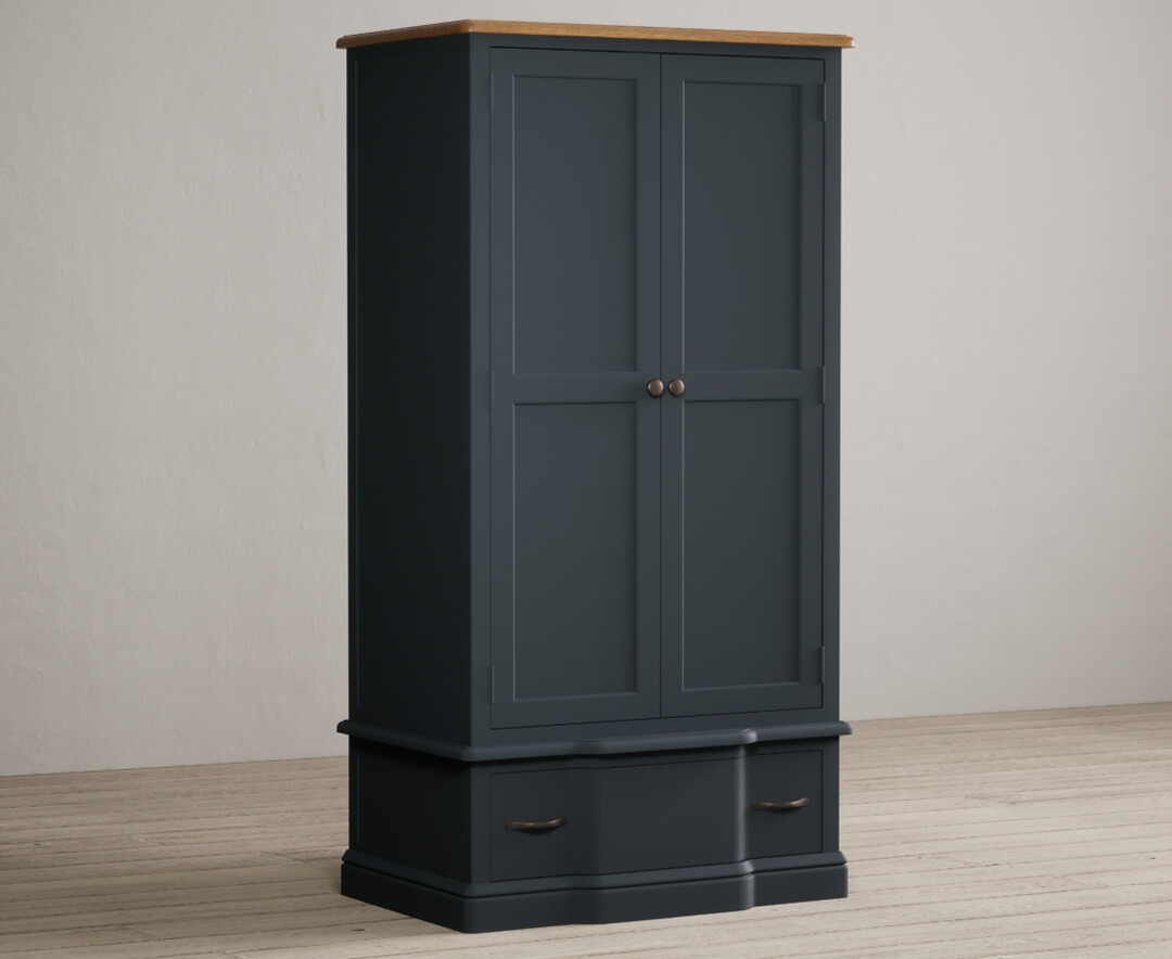 Photo 1 of Delphine oak and blue painted double wardrobe