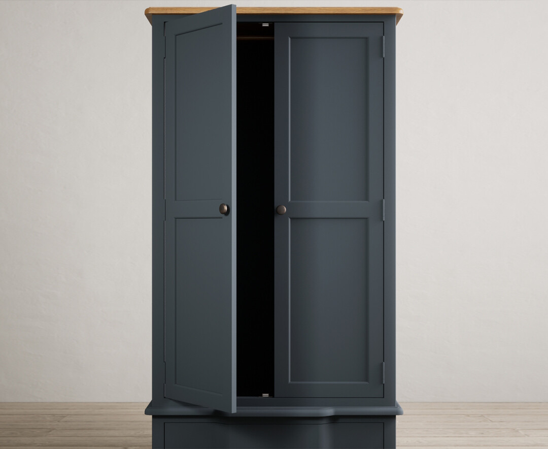 Photo 3 of Delphine oak and blue painted double wardrobe