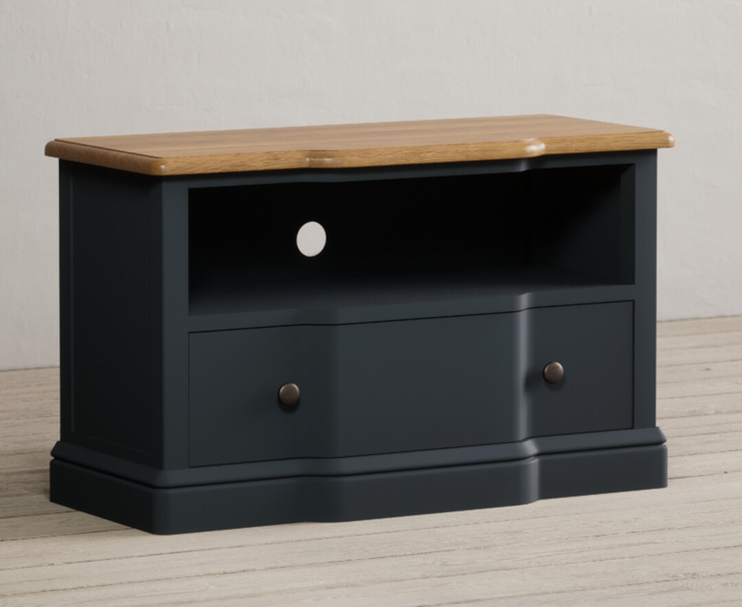 Photo 1 of Delphine oak and blue painted small tv cabinet