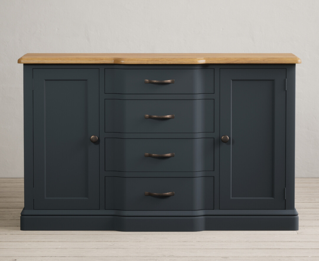 Product photograph of Delphine Oak And Blue Painted Large Sideboard from Oak Furniture Superstore