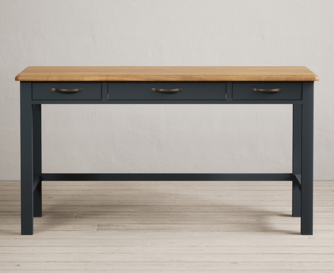 Delphine Oak And Blue Painted Computer Desk