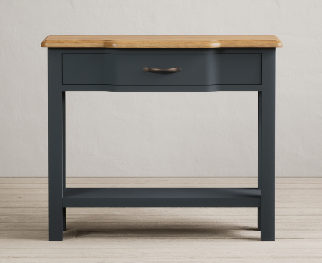 Product photograph of Delphine Oak And Blue Painted Console Table from Oak Furniture Superstore