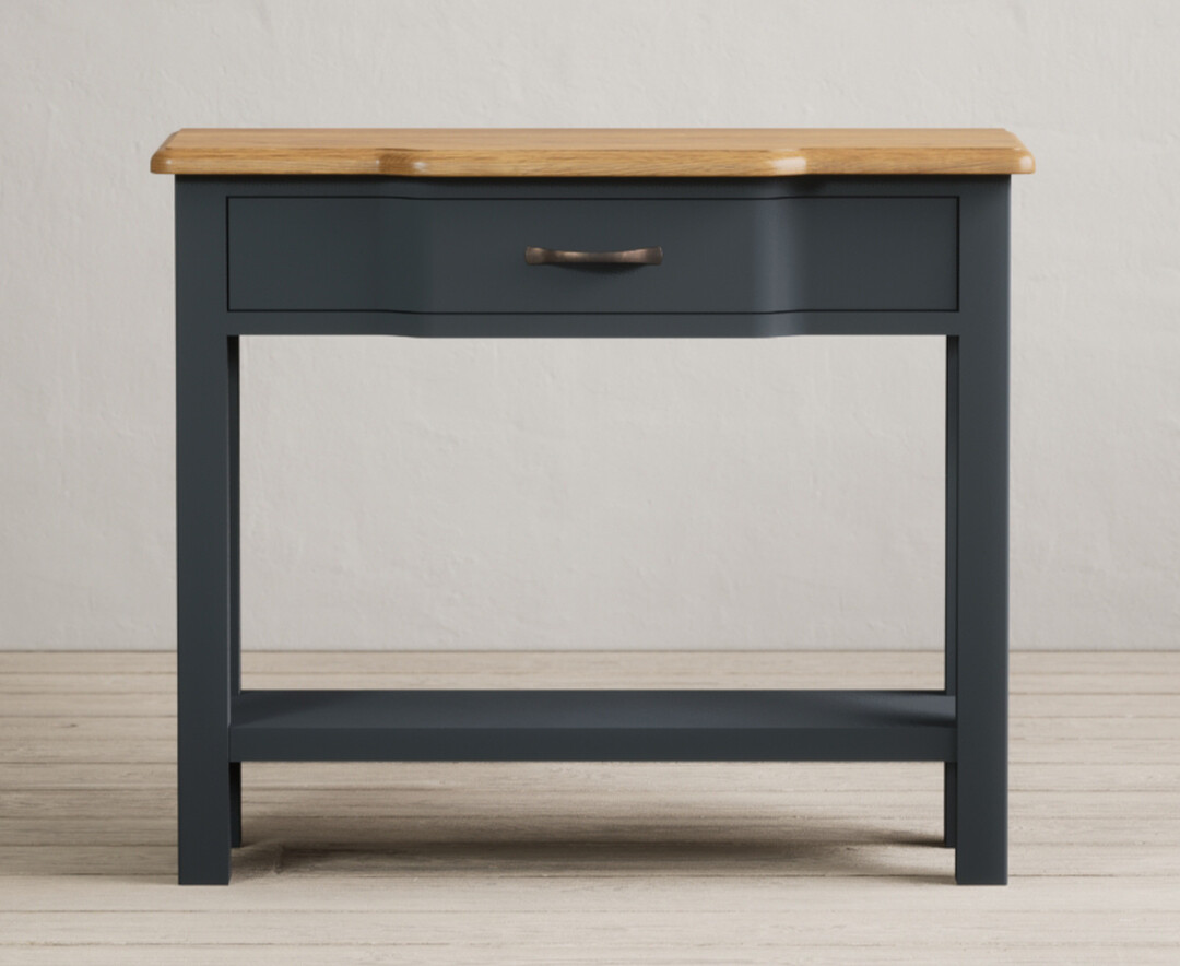Delphine Oak And Blue Painted Console Table
